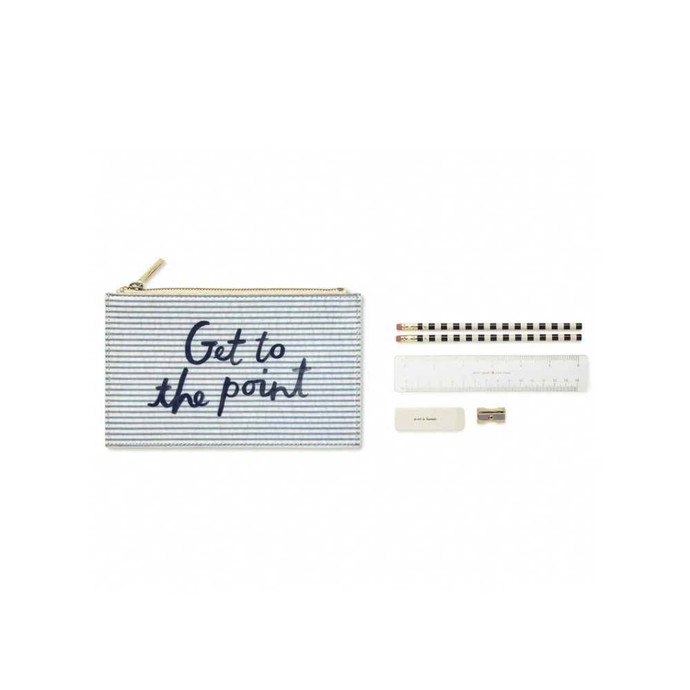 Kate Spade Blue and White Pencil Case Office Essential